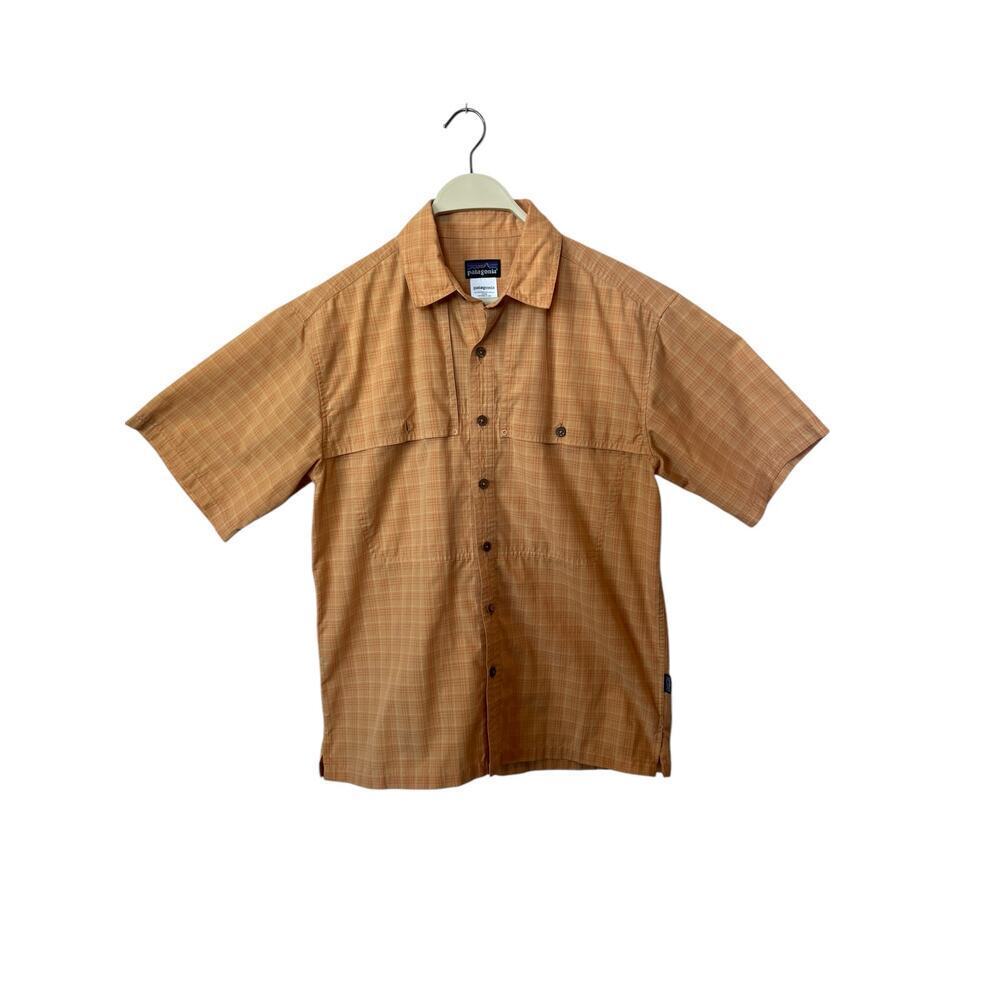 PATAGONIA SHORT SLEEVE ISLAND HOPPER ORGANIC COTTON BUTTON DOWN SHIRT MENS